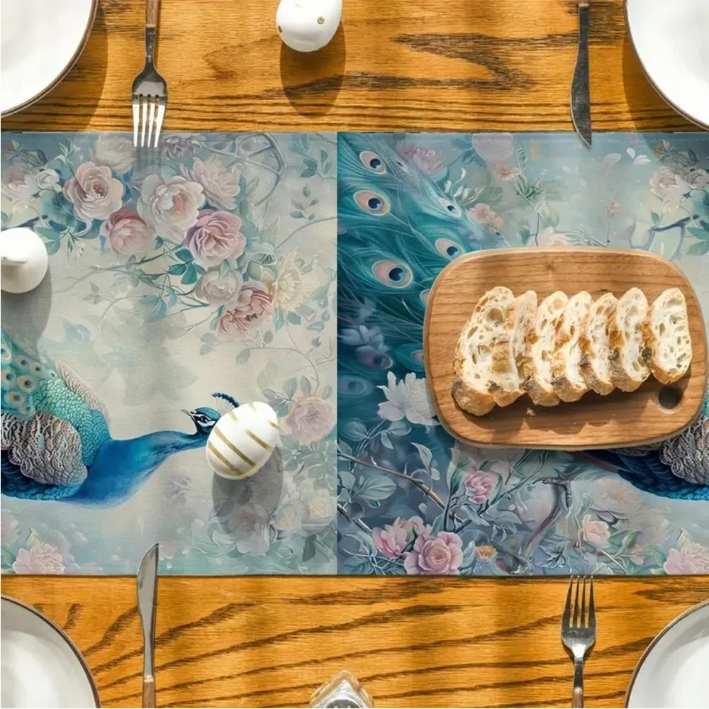 Vibrant Botanical Peacock #3 Table Runner (71” x 13”)